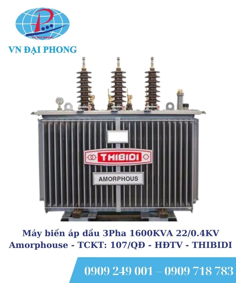 Máy biến áp dầu 3Pha 1600KVA 22/0.4KV Amorphouse -TCKT: 107/QĐ – HĐTV